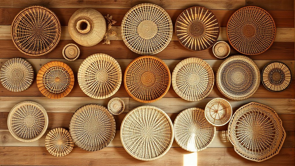 rustic woven wall basket sets