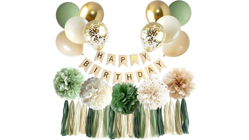 sage green birthday decor