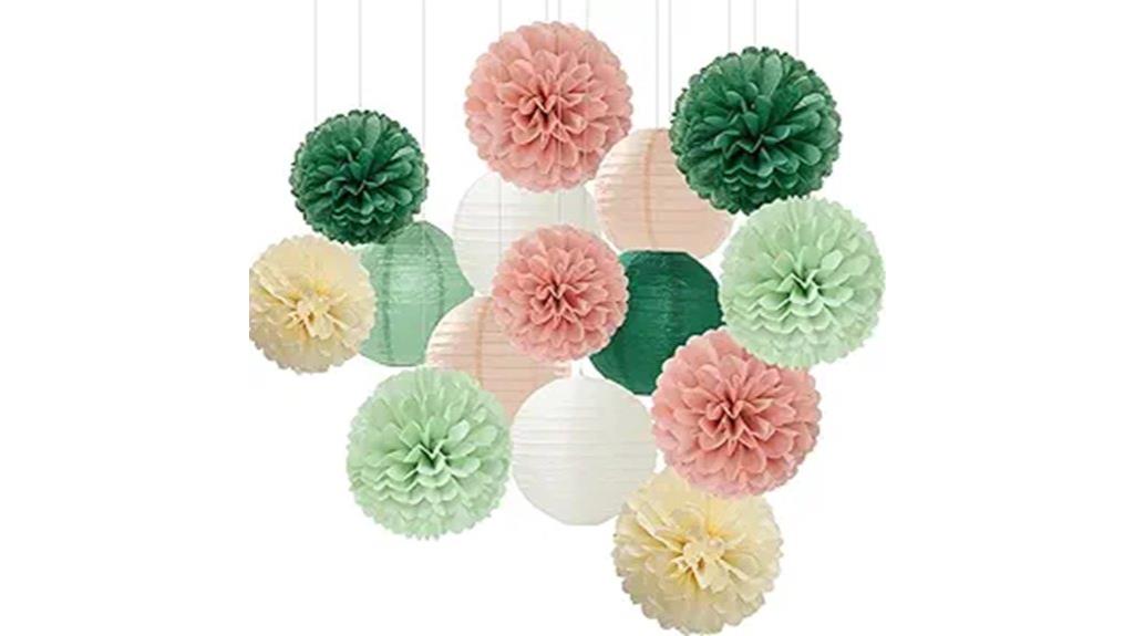 sage green pink decorations