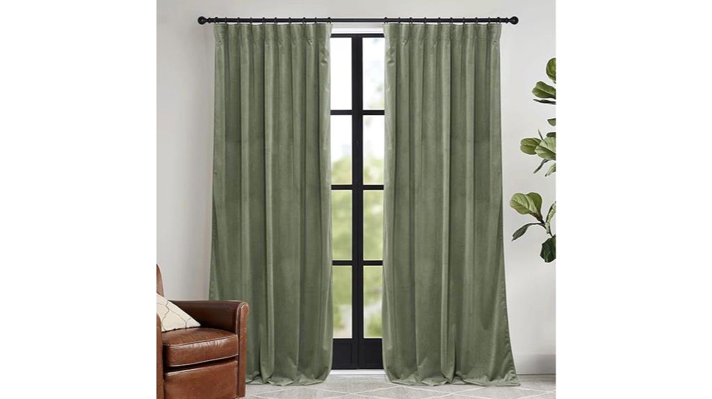 sage green velvet curtains