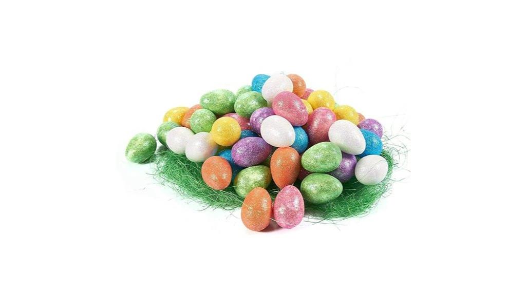 set of 72 glittery foam eggs