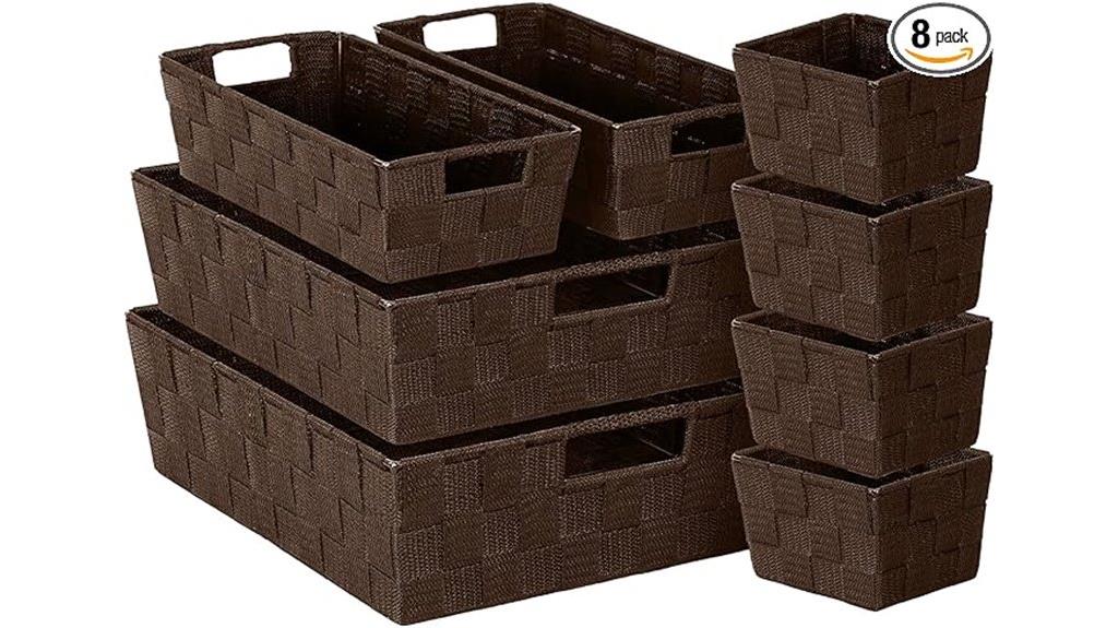 set of 8 woven baskets