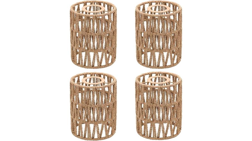 set of rattan lamp shades