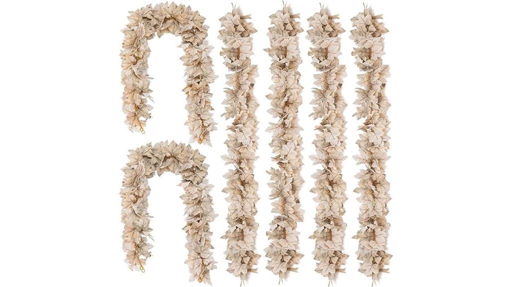 set of six beige leaf garlands