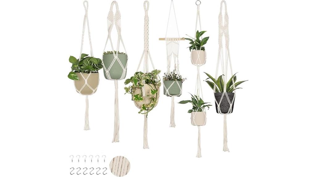 set of six macrame hangers