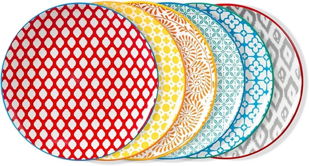 set of six porcelain dinner plates