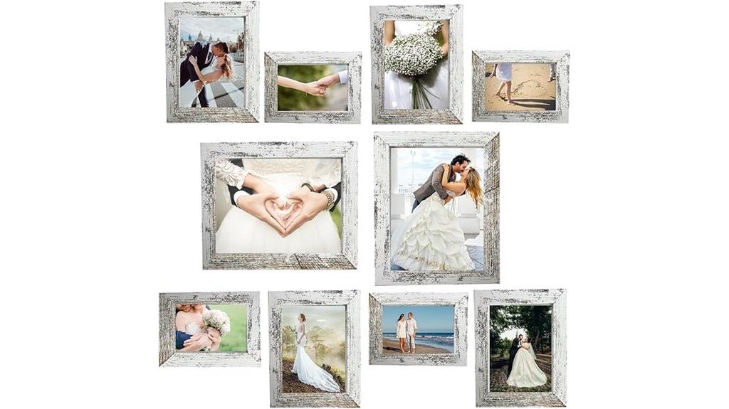 set of ten rustic white frames