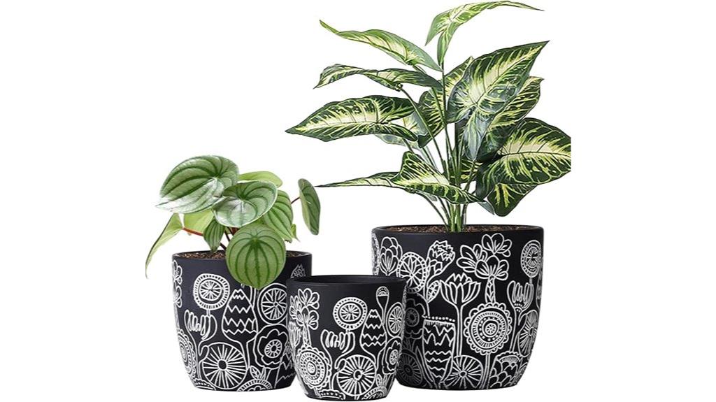 set of three drainage pots