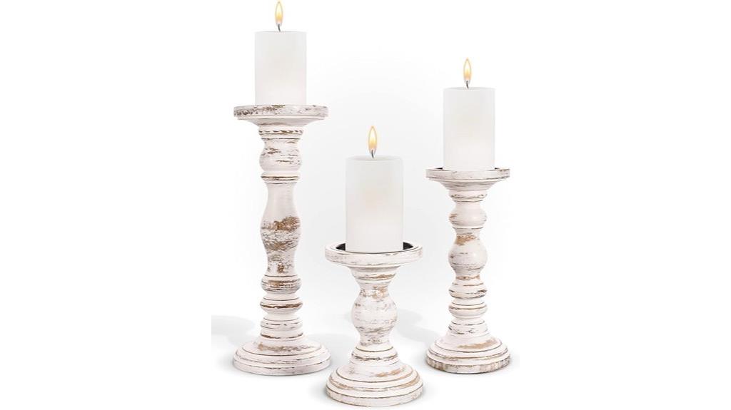 set of three large candle holders