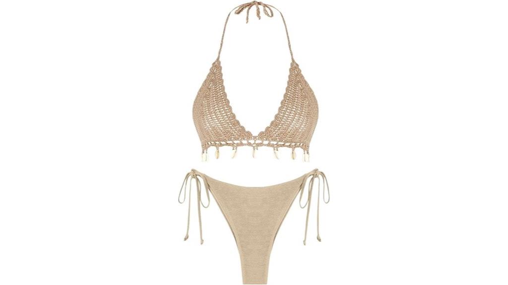 shell tassel crochet swimsuit