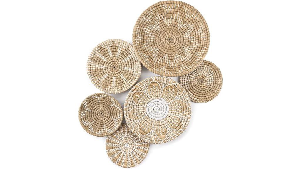 six handcrafted woven baskets