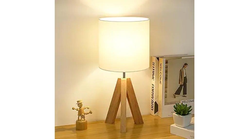 small wood tripod lamp
