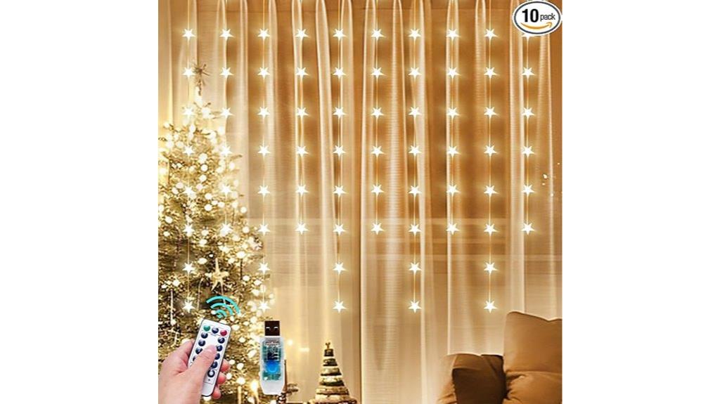 star curtain window string lights