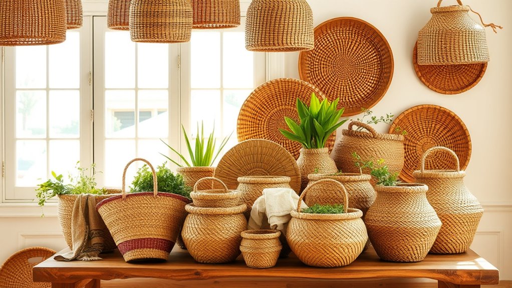 stylish functional seagrass baskets