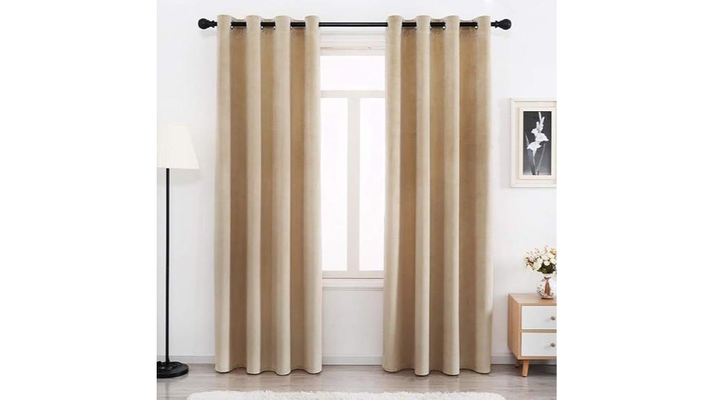 taupe velvet curtain set