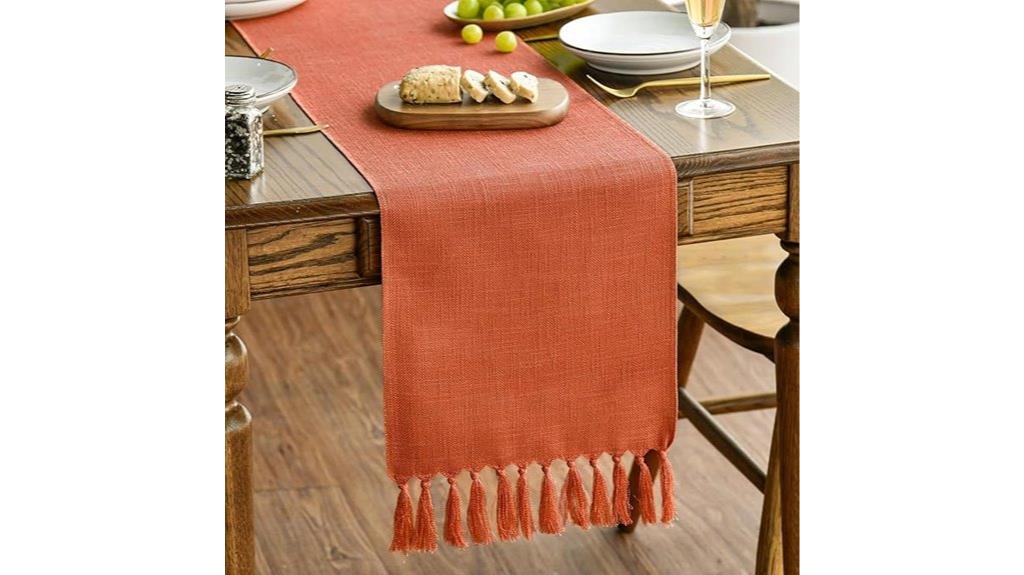 terracotta orange tassel runner