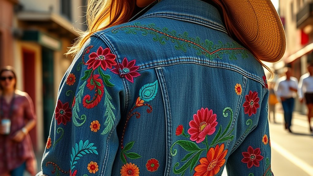 top boho embroidered denim jackets