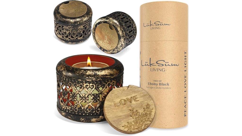 triple black gold candles