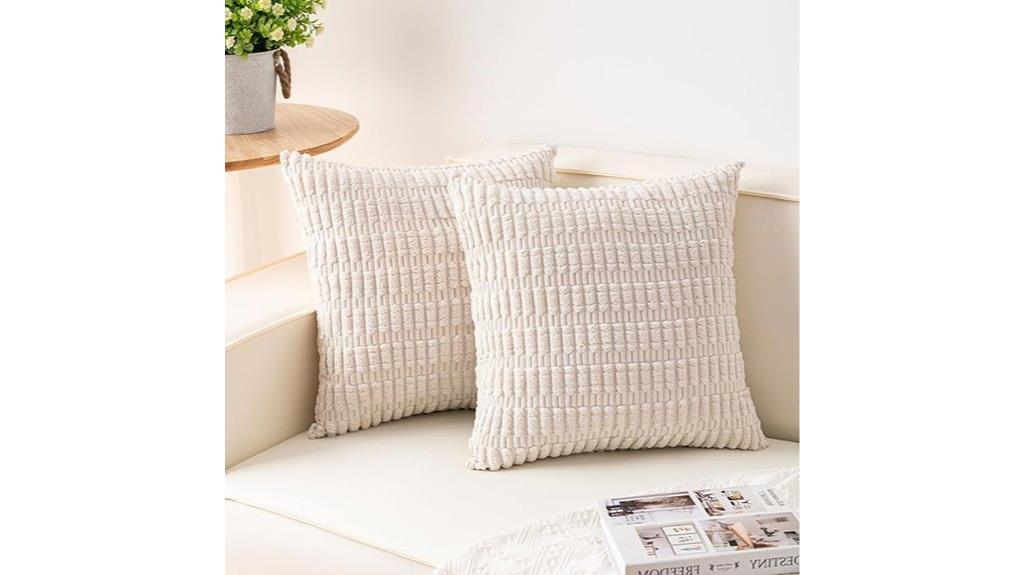 two 18x18 corduroy pillows