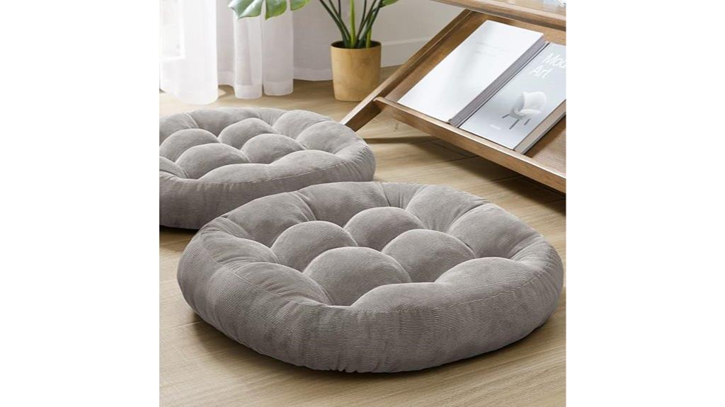 two grey meditation cushions