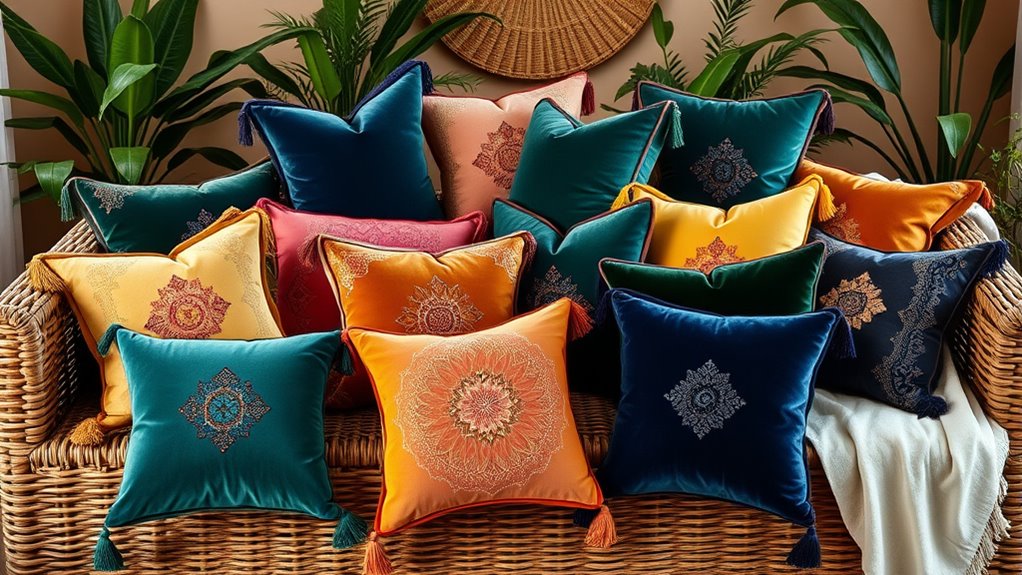 velvet boho cushion covers