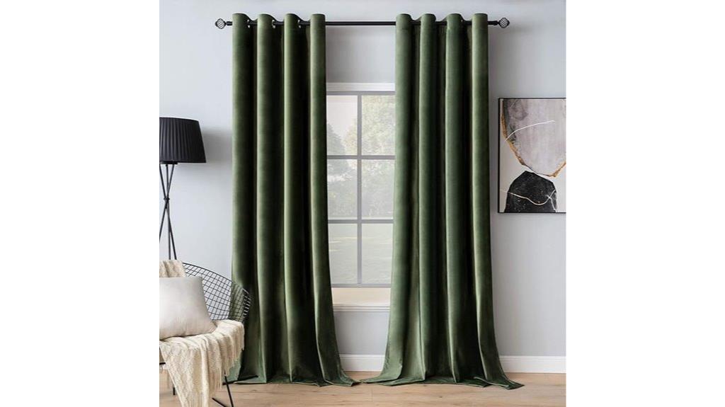 velvet green grommet drapes