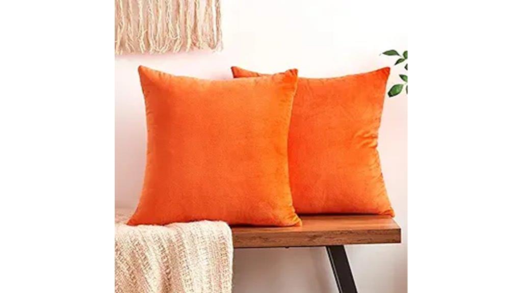 velvet orange pillow set