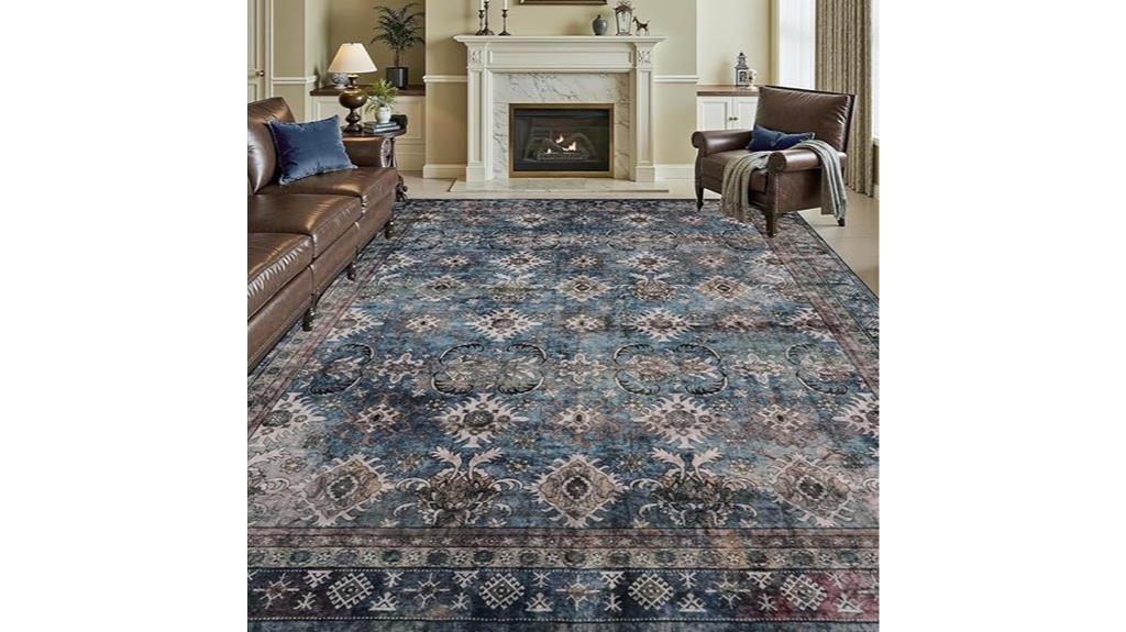 vintage blue rug features