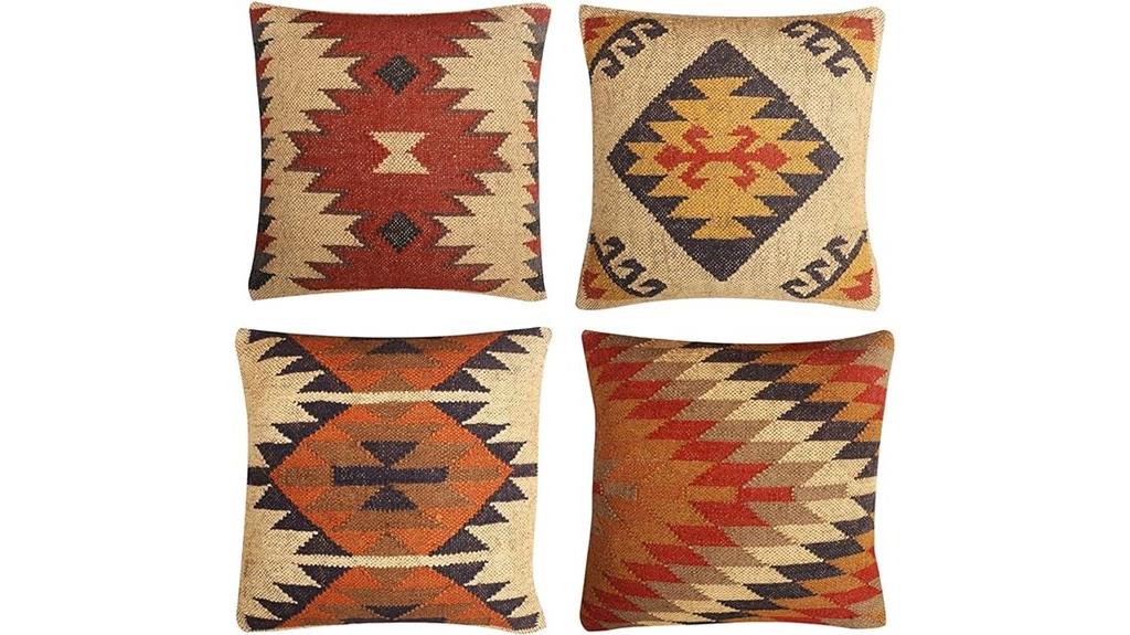 vintage wool jute cushions