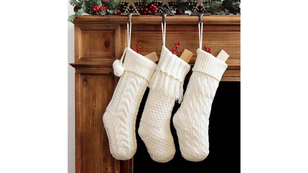 white cable knit stockings