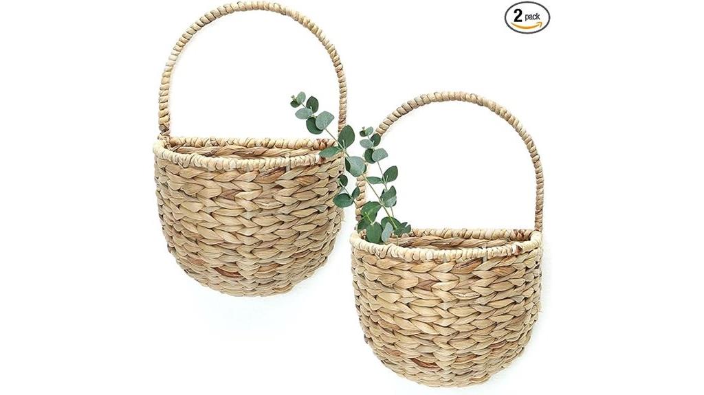 wicker garden wall baskets