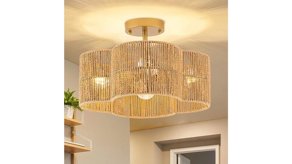 wicker rattan ceiling fixture