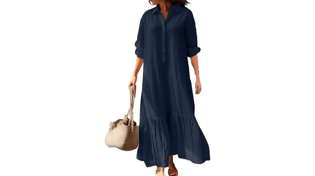 women s cotton linen maxi dress