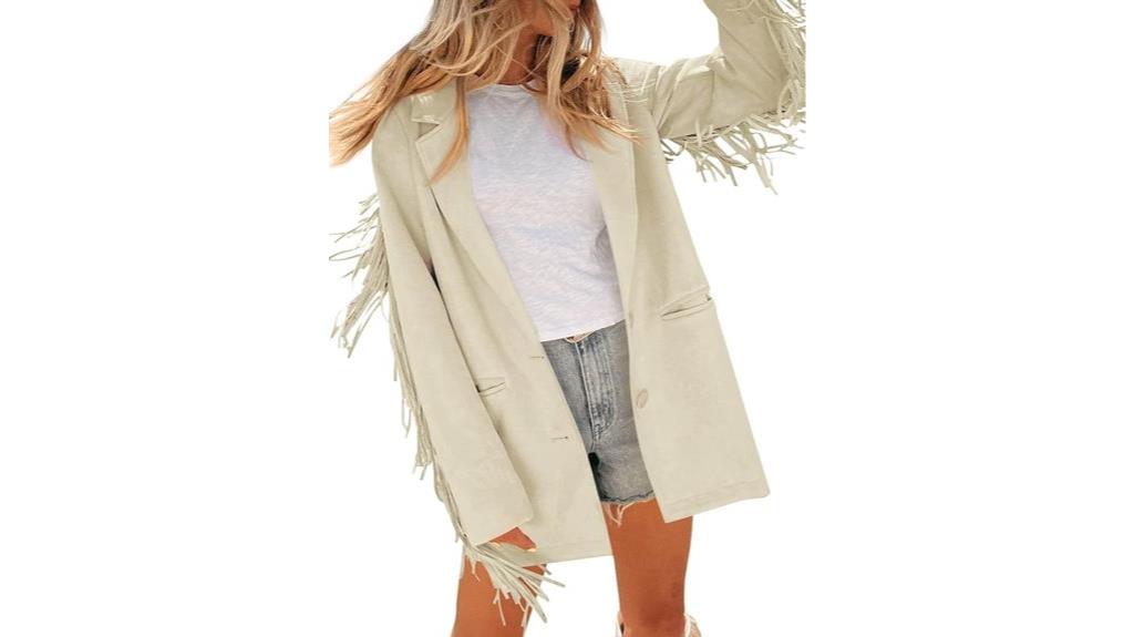 women s faux suede fringe jacket