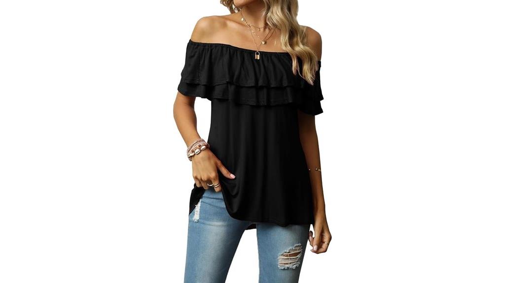 women s off shoulder ruffle tops