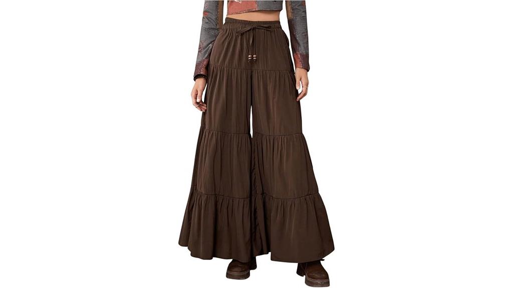women s ruffled wide leg pants