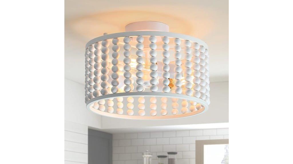 wood bead boho chandelier