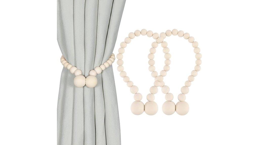 wood bead curtain tiebacks