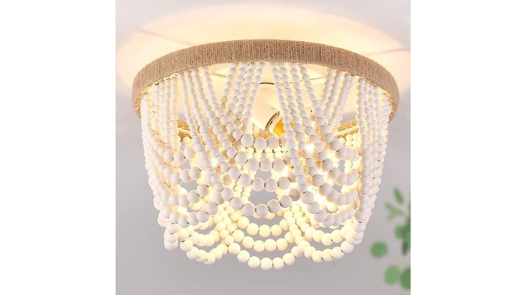 wood beaded ceiling light