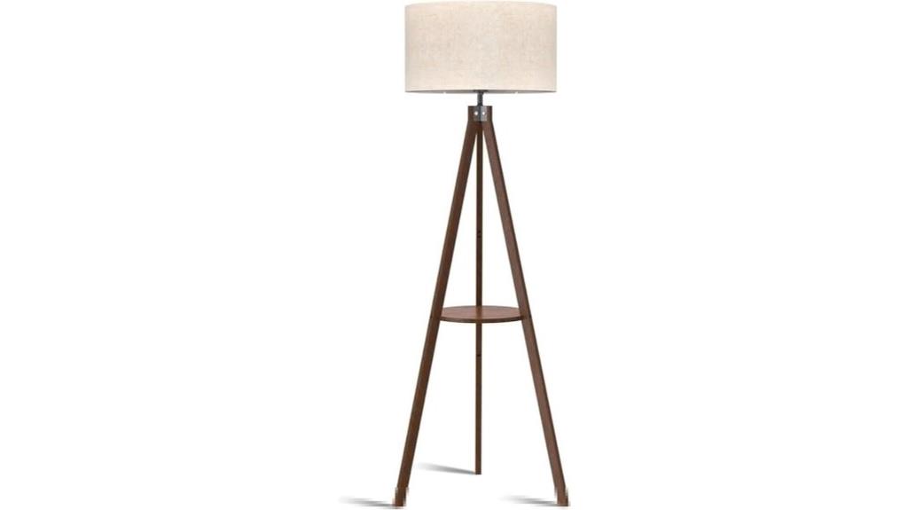 wooden mid century standing lamp