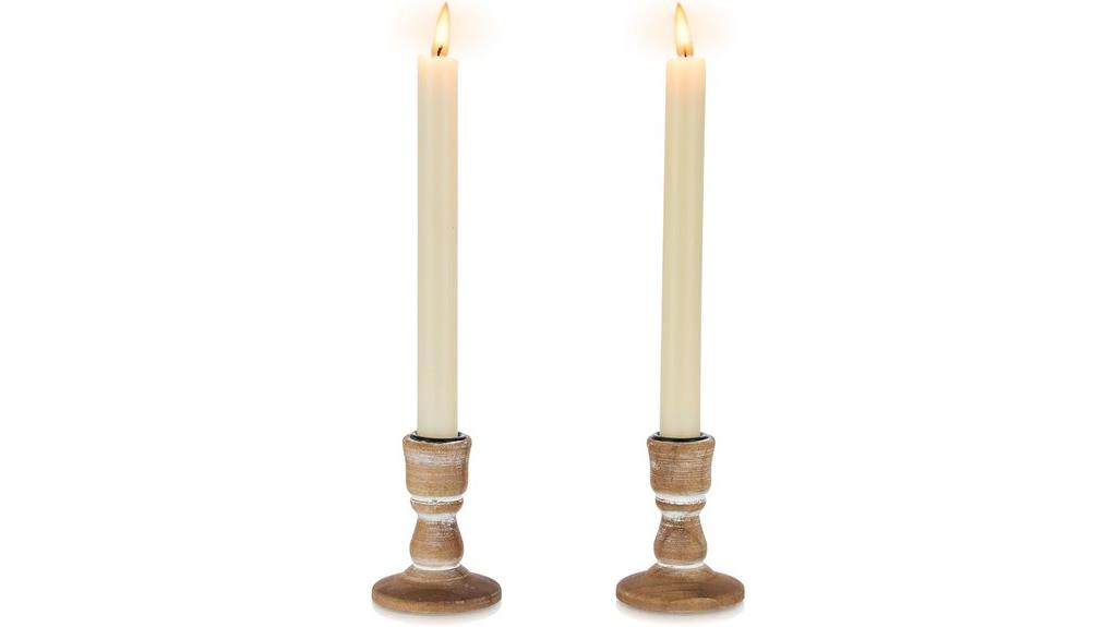 wooden taper candle holders