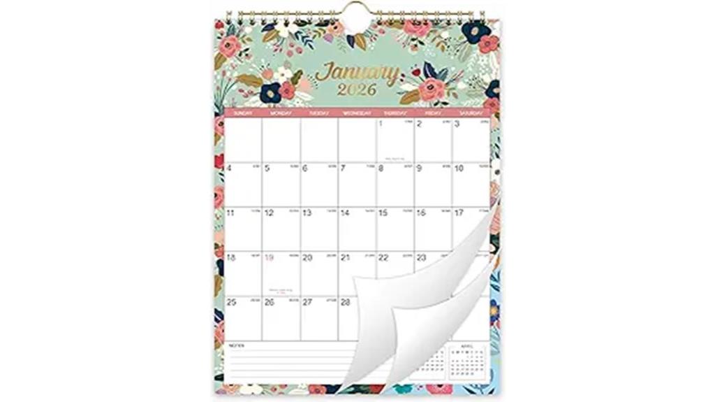 2026 calendar with twin wire binding