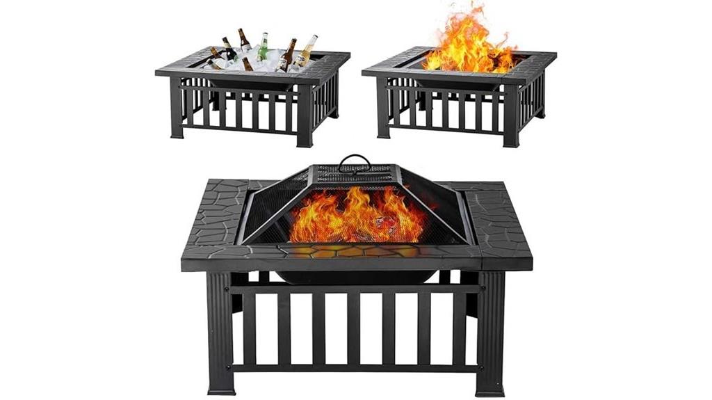 32 inch square metal fire pit