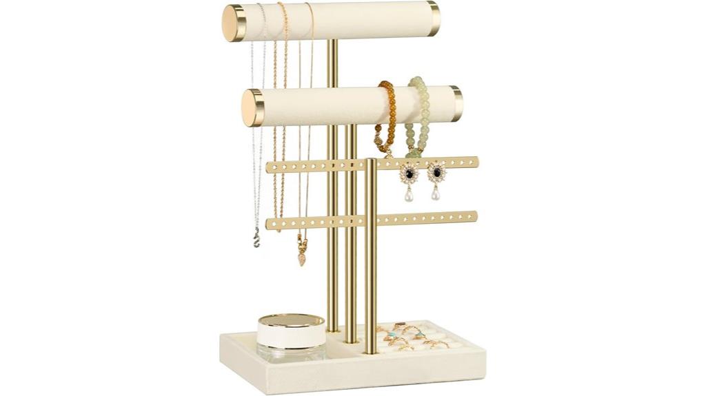 beige velvet jewelry organizer
