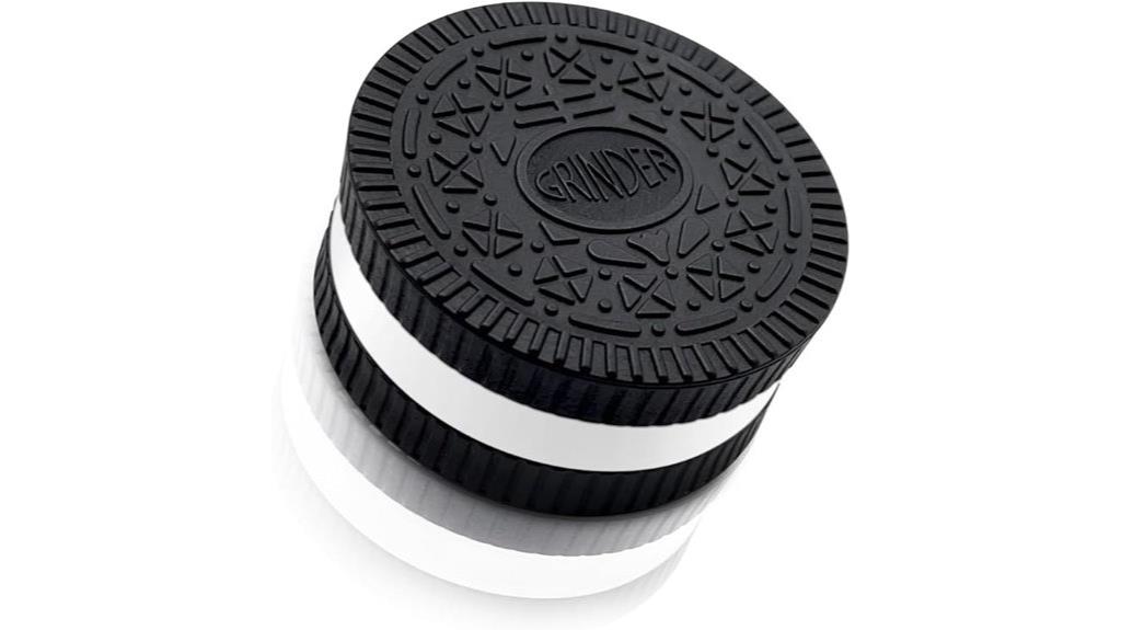 black biscuit shaped grinder