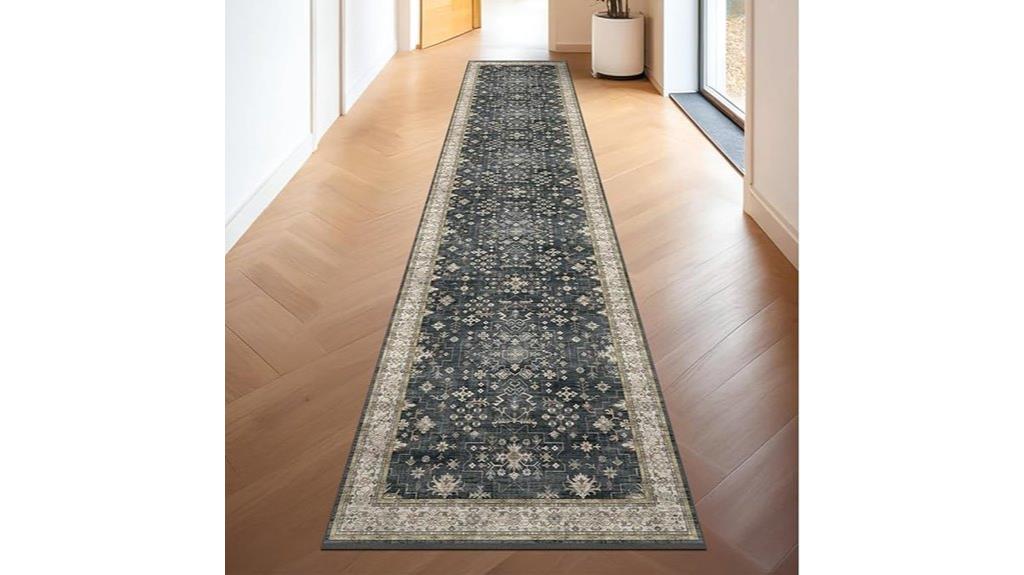 black boho floral runner