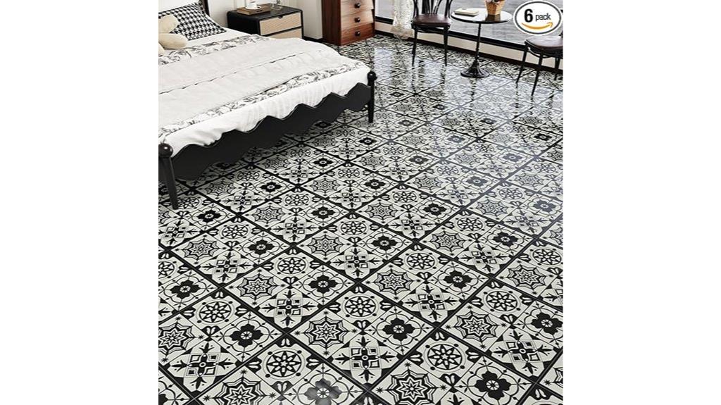 black boho peel tiles