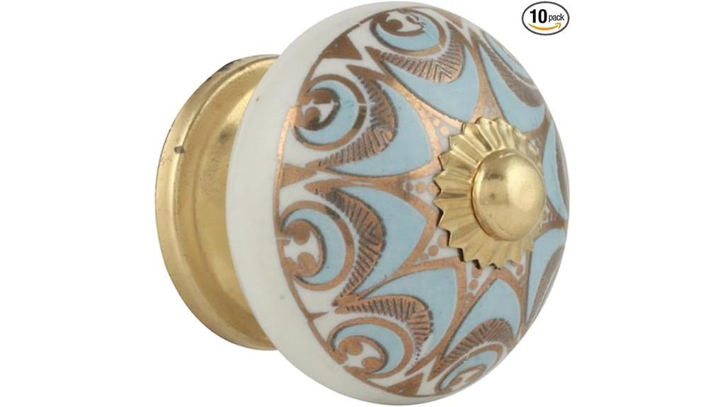 blue gold ceramic drawer handles