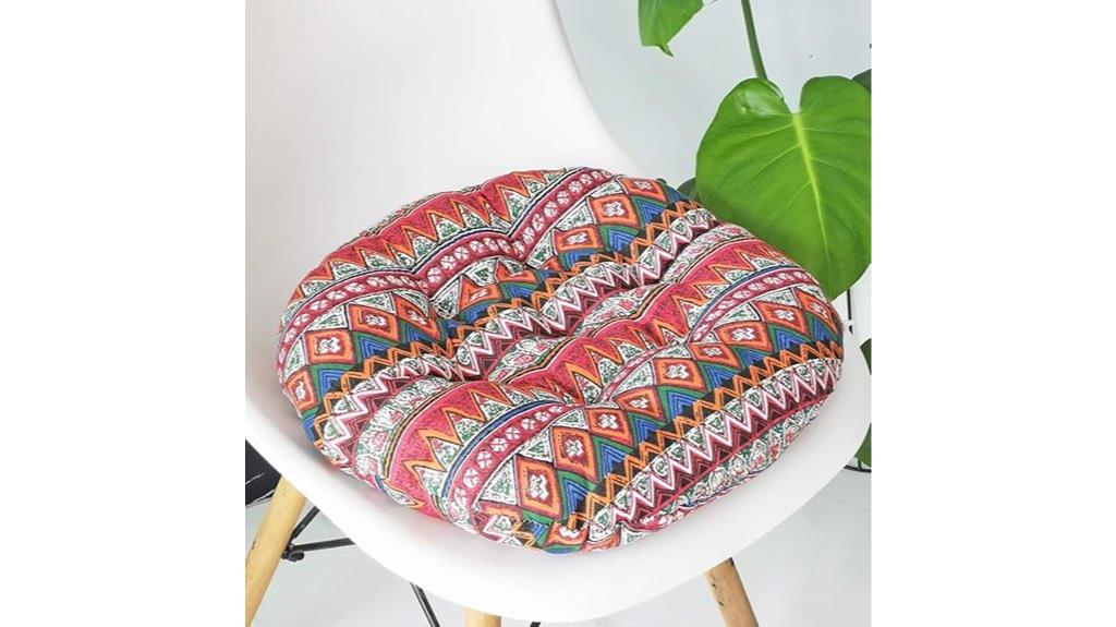 bohemian red round cushion