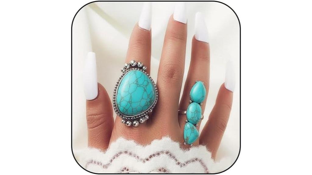 bohemian stackable turquoise rings